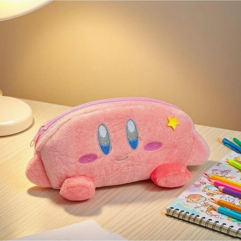 Cute Kirby Plush Pencil Case - Adorable Stationery Organizer for School & Office